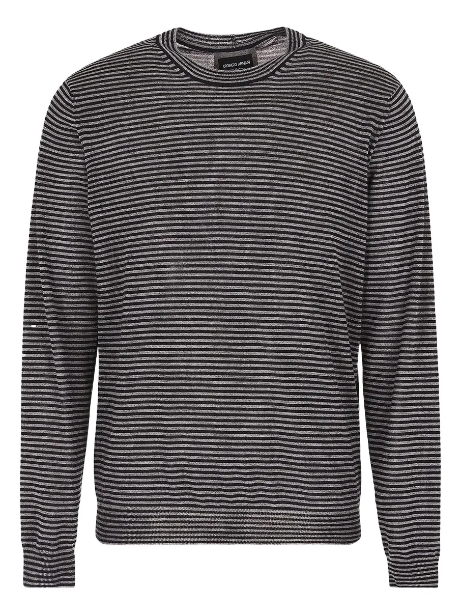 Giorgio Armani Men's Striped Crewneck Cashmere Jumper