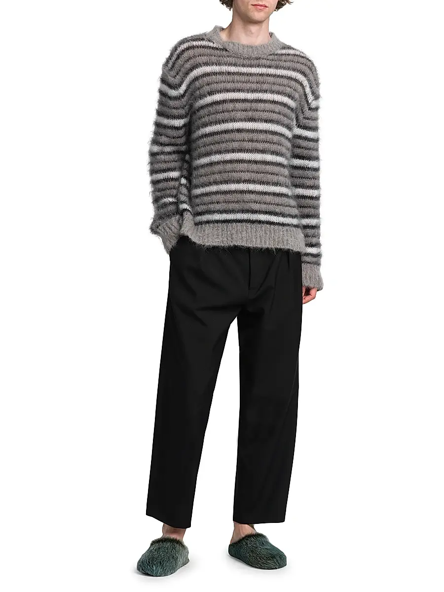 Marni Men's Fuzzy Wuzzy Brushed Stripe Sweater | Thumbnail 2 Marni Men's Fuzzy Wuzzy Brushed Stripe Sweater | Thumbnail 2