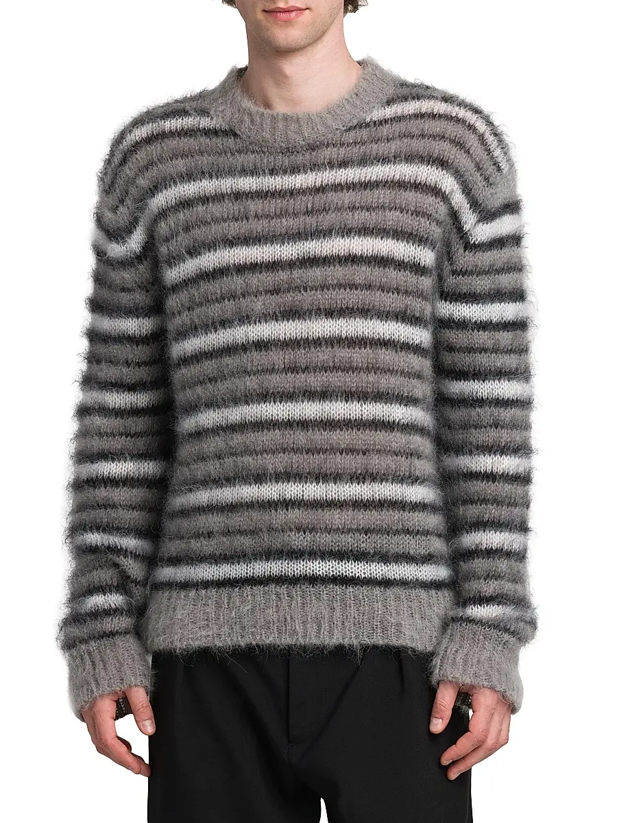 Marni Men's Fuzzy Wuzzy Brushed Stripe Sweater | Thumbnail 3 Marni Men's Fuzzy Wuzzy Brushed Stripe Sweater | Thumbnail 3