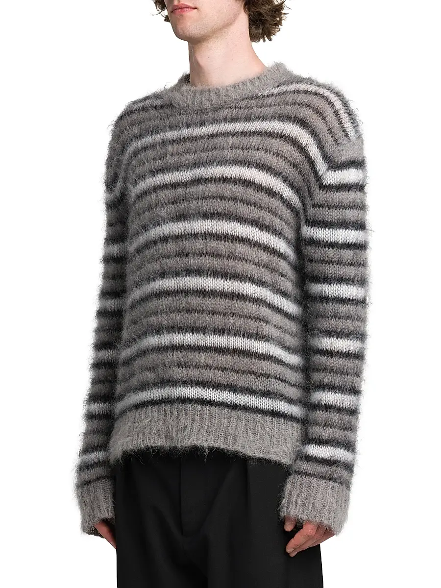 Marni Men's Fuzzy Wuzzy Brushed Stripe Sweater | Thumbnail 4 Marni Men's Fuzzy Wuzzy Brushed Stripe Sweater | Thumbnail 4