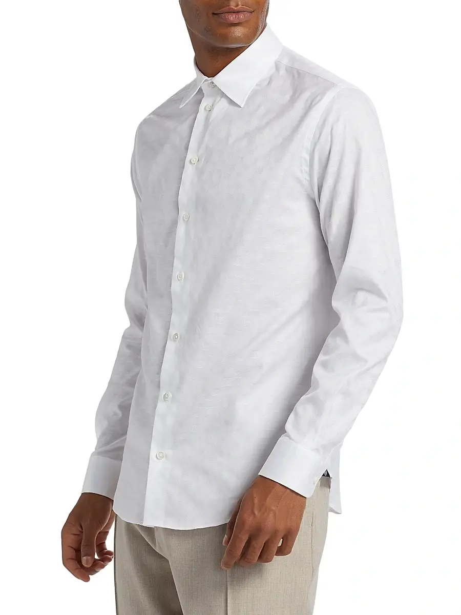 Emporio Armani Men's Tonal Cotton Shirt | Thumbnail 4 Emporio Armani Men's Tonal Cotton Shirt | Thumbnail 4