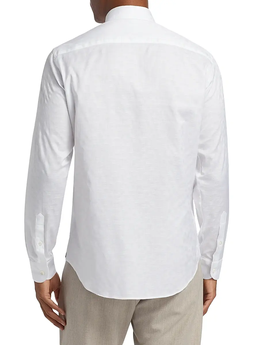 Emporio Armani Men's Tonal Cotton Shirt | Thumbnail 5 Emporio Armani Men's Tonal Cotton Shirt | Thumbnail 5
