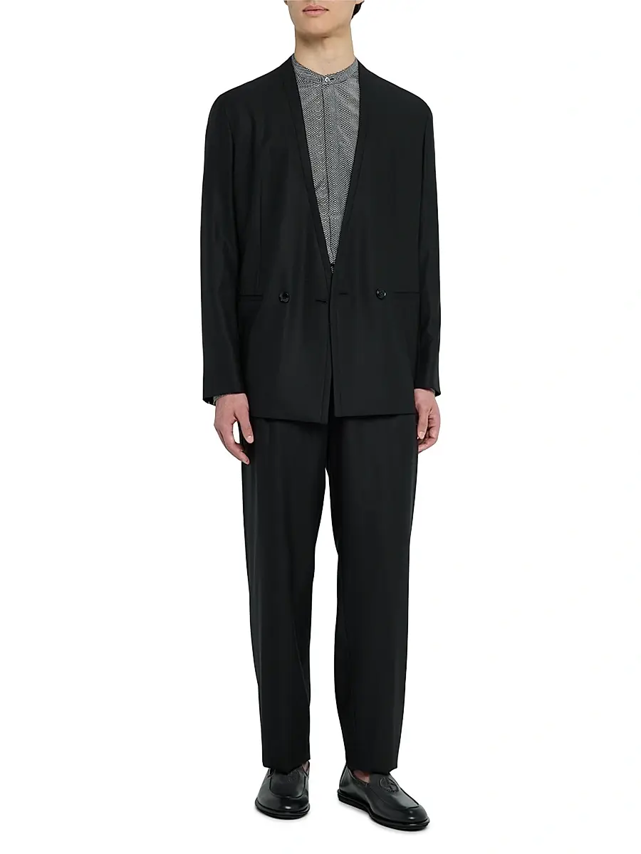 Giorgio Armani Men's Wavy Chevron-Print Silk-Cotton Shirt | Thumbnail 2 Giorgio Armani Men's Wavy Chevron-Print Silk-Cotton Shirt | Thumbnail 2