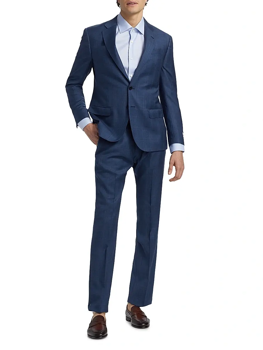 Emporio Armani Men's Glen Check Virgin Wool Single-Breasted Suit | Thumbnail 2 Emporio Armani Men's Glen Check Virgin Wool Single-Breasted Suit | Thumbnail 2