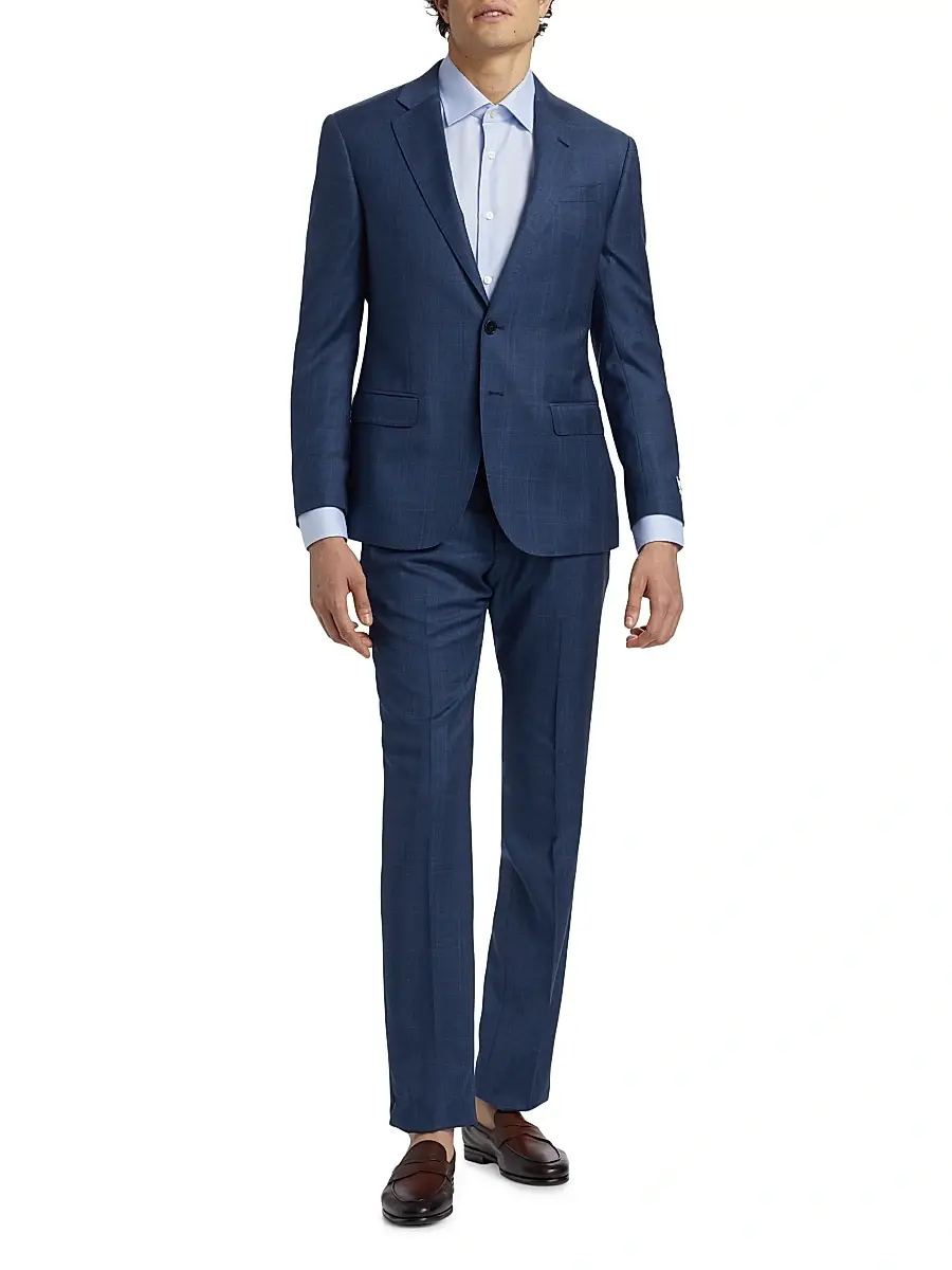 Emporio Armani Men's Glen Check Virgin Wool Single-Breasted Suit | Thumbnail 3 Emporio Armani Men's Glen Check Virgin Wool Single-Breasted Suit | Thumbnail 3