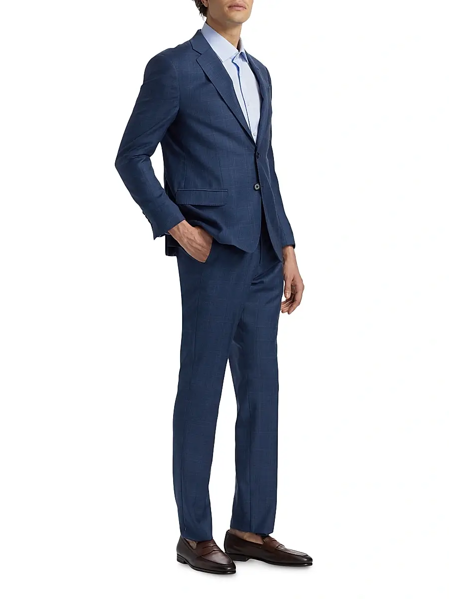 Emporio Armani Men's Glen Check Virgin Wool Single-Breasted Suit | Thumbnail 4 Emporio Armani Men's Glen Check Virgin Wool Single-Breasted Suit | Thumbnail 4