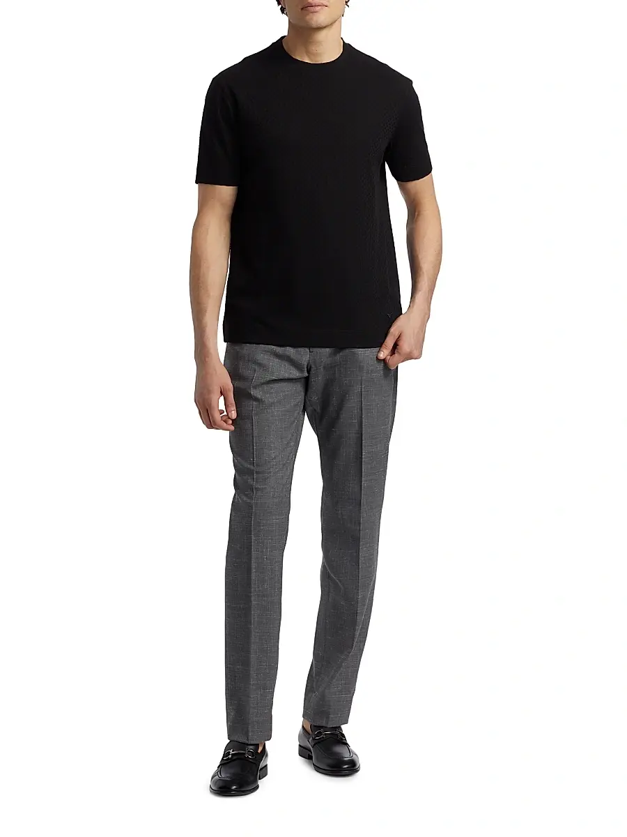 Emporio Armani Men's Basket-Weave Cotton T-Shirt | Thumbnail 2 Emporio Armani Men's Basket-Weave Cotton T-Shirt | Thumbnail 2