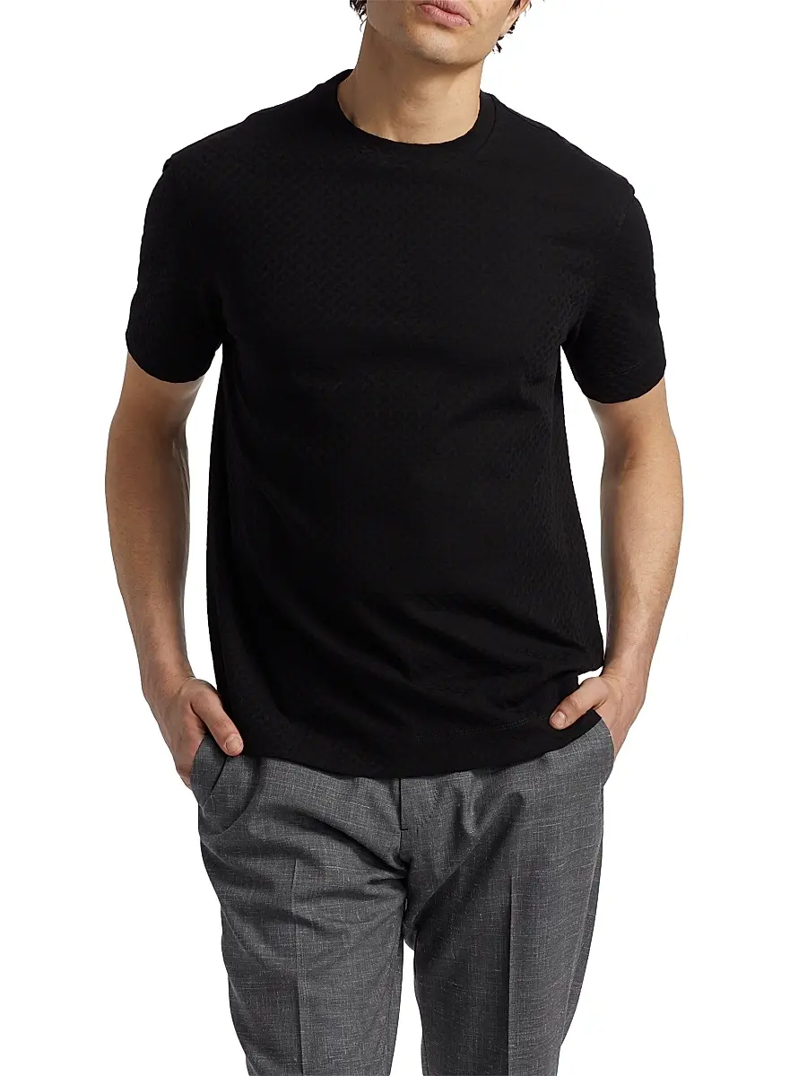 Emporio Armani Men's Basket-Weave Cotton T-Shirt | Thumbnail 3 Emporio Armani Men's Basket-Weave Cotton T-Shirt | Thumbnail 3