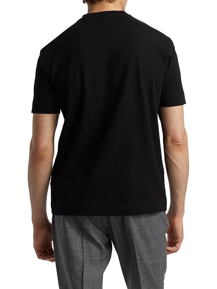 Emporio Armani Men's Basket-Weave Cotton T-Shirt | Thumbnail 5 Emporio Armani Men's Basket-Weave Cotton T-Shirt | Thumbnail 5