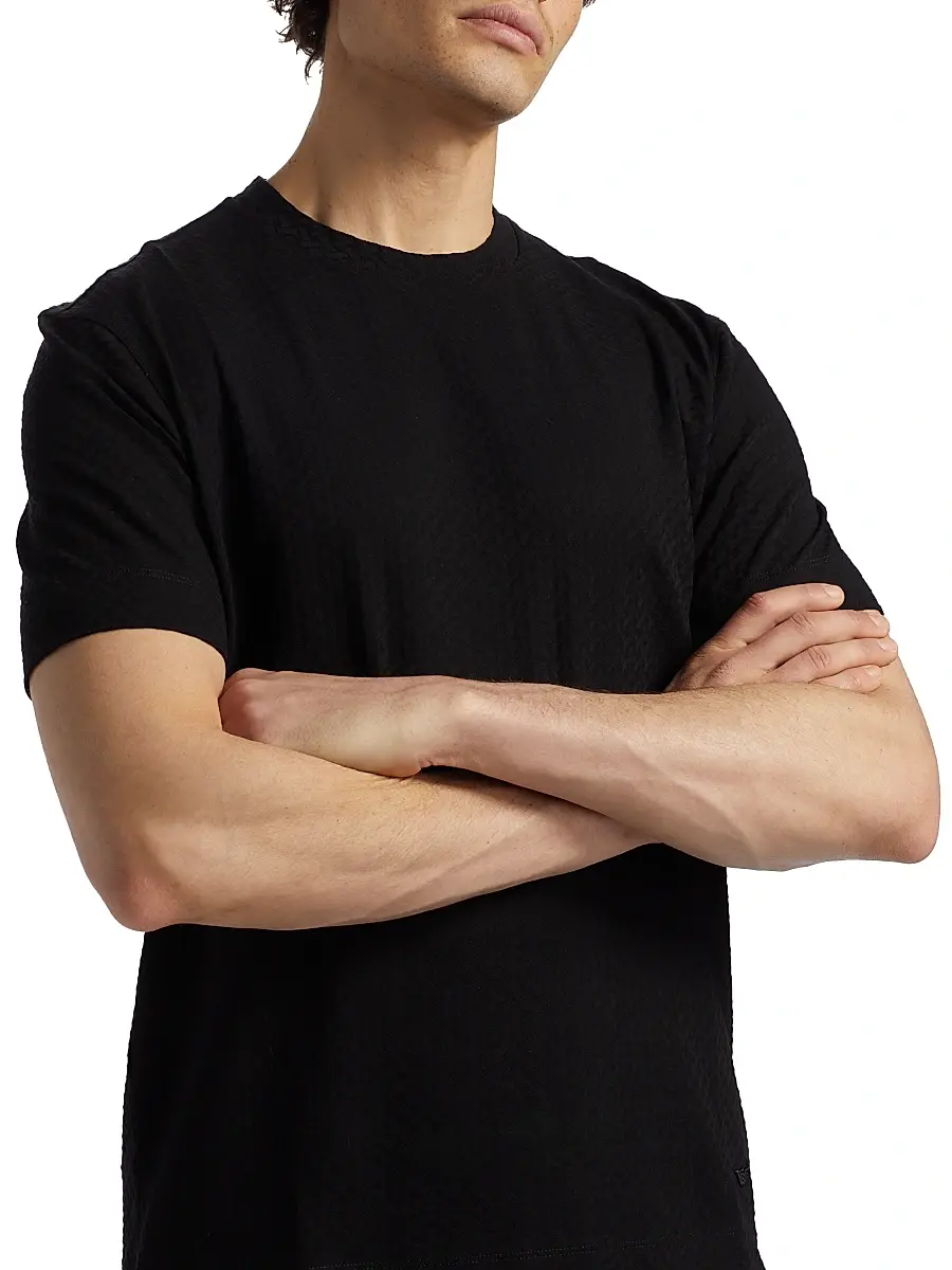 Emporio Armani Men's Basket-Weave Cotton T-Shirt | Thumbnail 6 Emporio Armani Men's Basket-Weave Cotton T-Shirt | Thumbnail 6