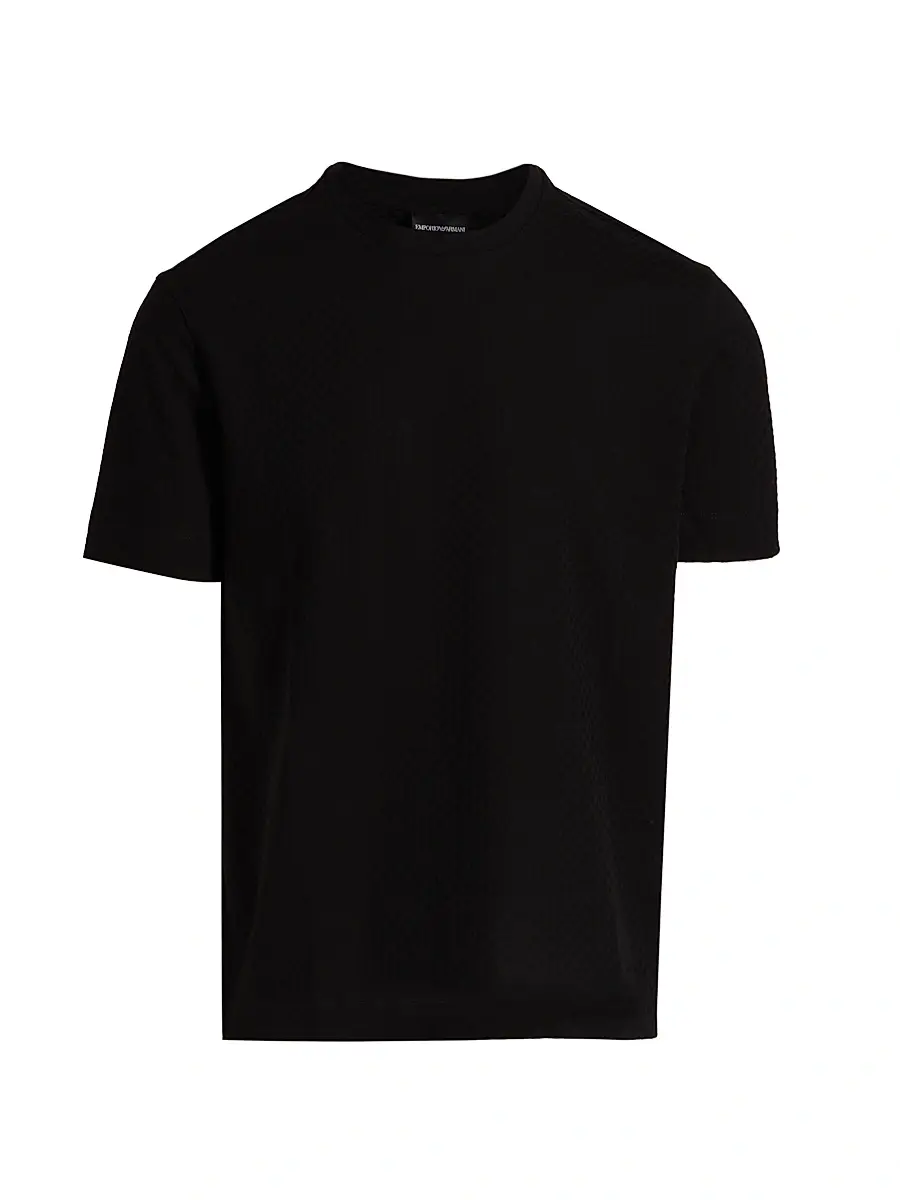 Emporio Armani Men's Basket-Weave Cotton T-Shirt - Black | Image 1 Emporio Armani Men's Basket-Weave Cotton T-Shirt - Black | Image 1