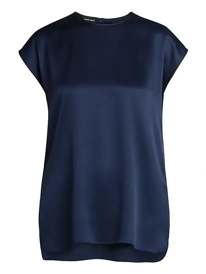 Giorgio Armani Women's Silk Satin Cap-Sleeve Top
