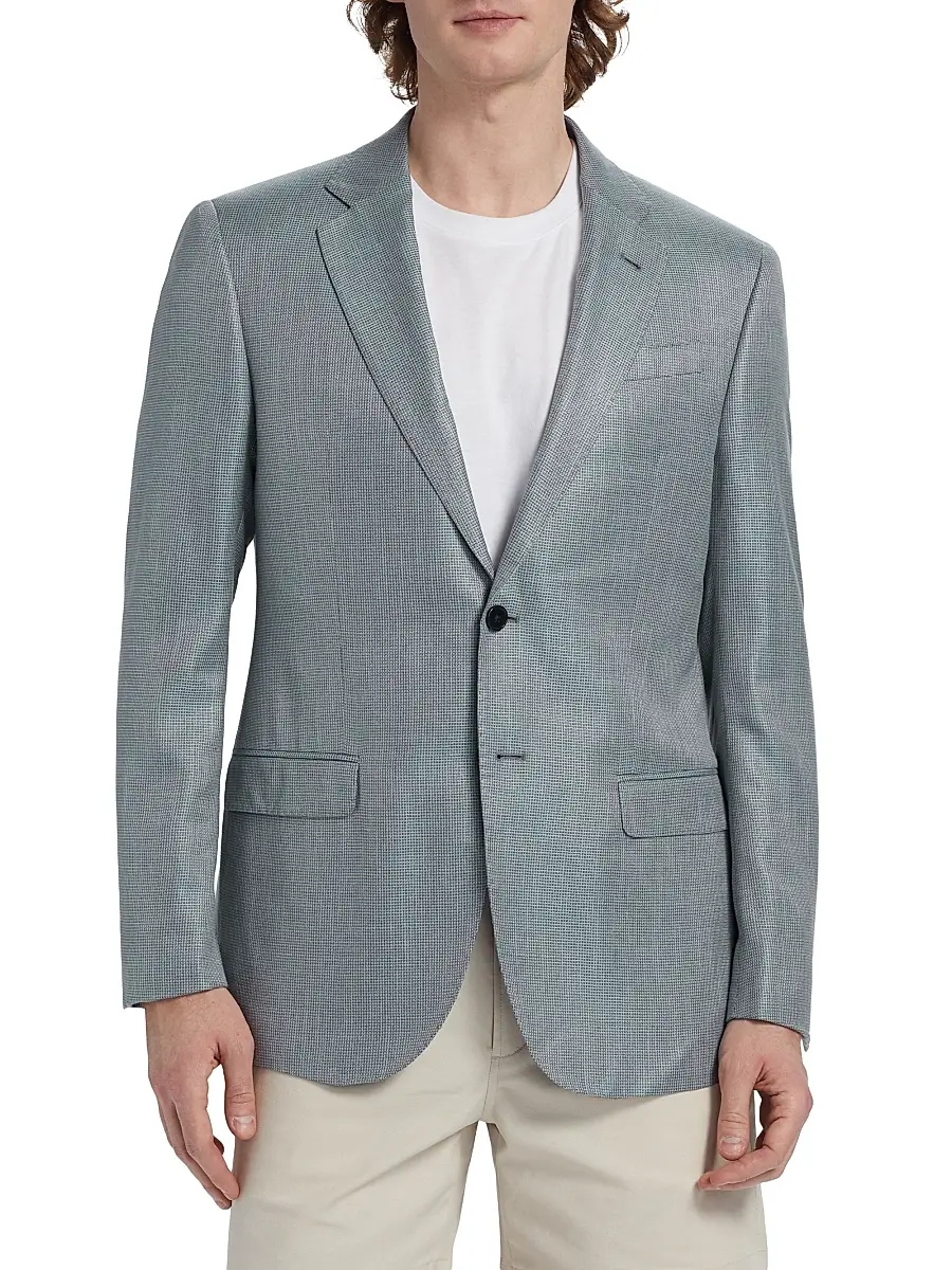 Emporio Armani Men's Textured Single-Breasted Jacket | Thumbnail 3 Emporio Armani Men's Textured Single-Breasted Jacket | Thumbnail 3