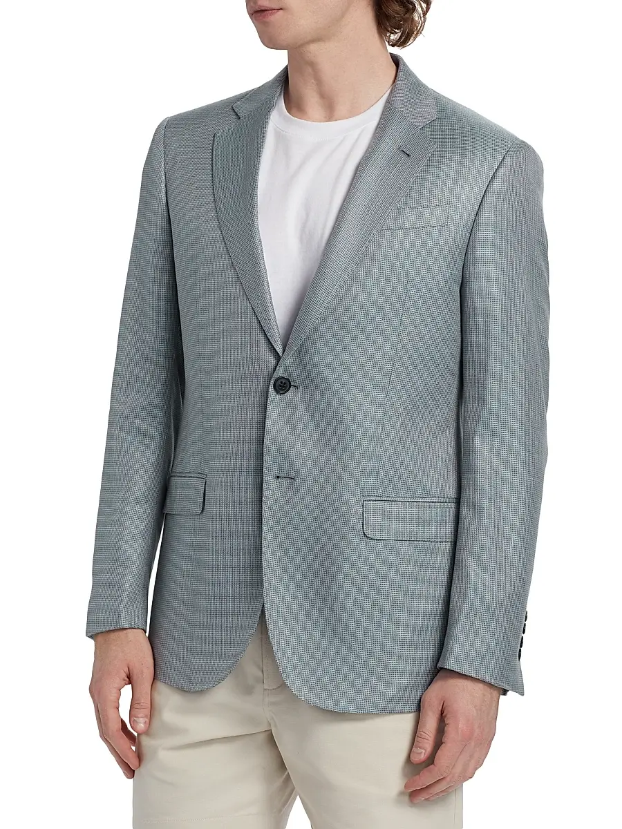Emporio Armani Men's Textured Single-Breasted Jacket | Thumbnail 4 Emporio Armani Men's Textured Single-Breasted Jacket | Thumbnail 4
