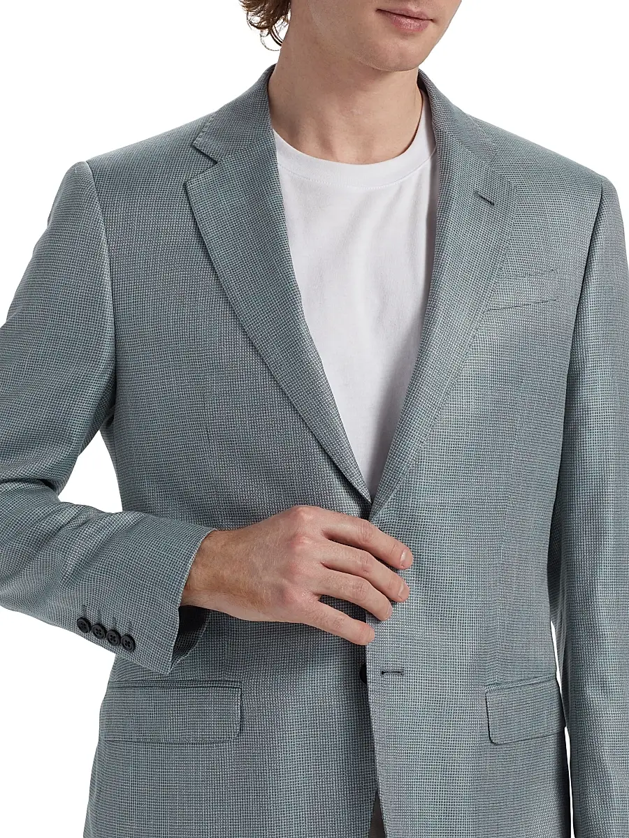 Emporio Armani Men's Textured Single-Breasted Jacket | Thumbnail 6 Emporio Armani Men's Textured Single-Breasted Jacket | Thumbnail 6