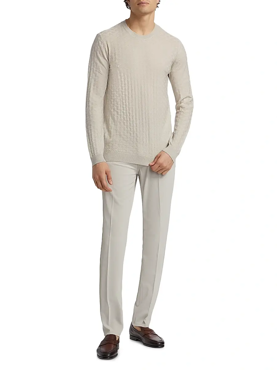 Emporio Armani Men's Tonal Basket-Weave Virgin Wool Sweater | Thumbnail 2
