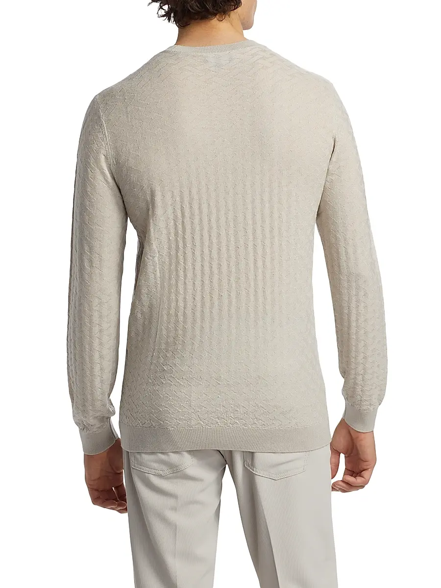 Emporio Armani Men's Tonal Basket-Weave Virgin Wool Sweater | Thumbnail 5