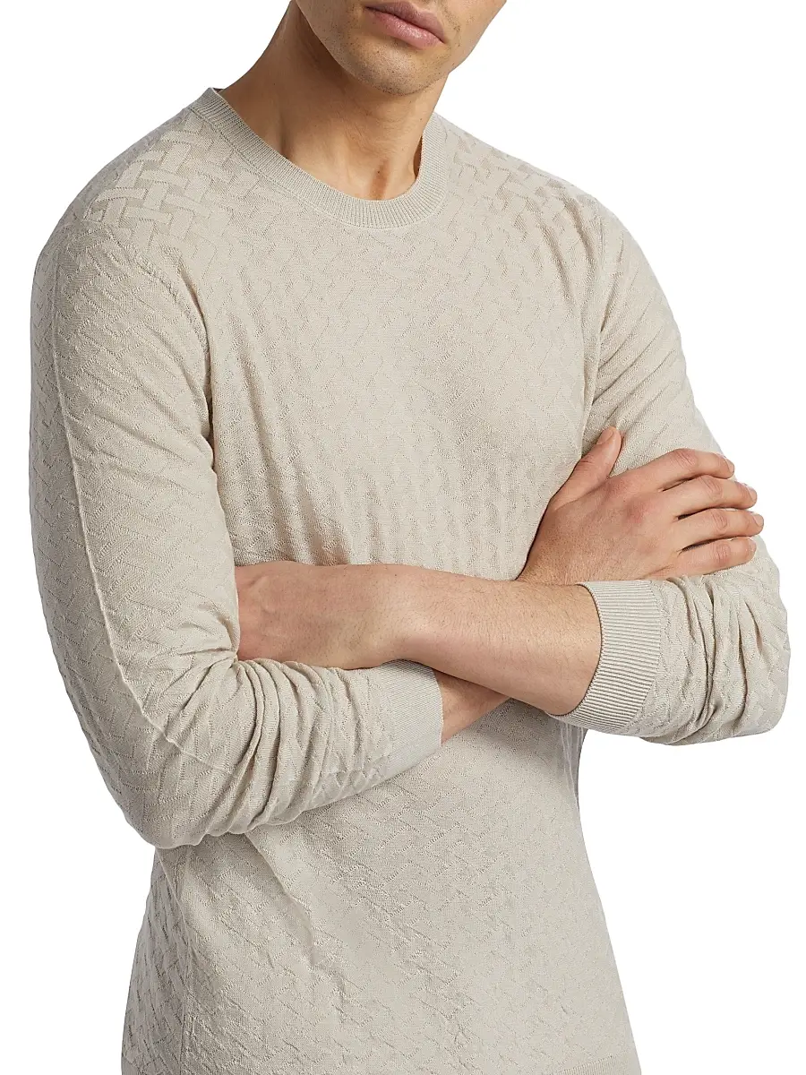 Emporio Armani Men's Tonal Basket-Weave Virgin Wool Sweater | Thumbnail 6