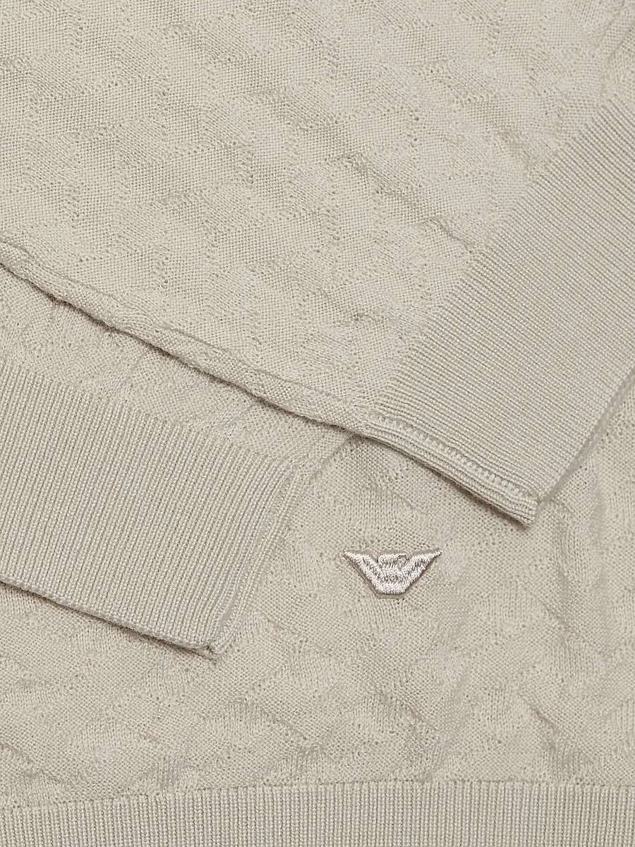 Emporio Armani Men's Tonal Basket-Weave Virgin Wool Sweater | Thumbnail 7
