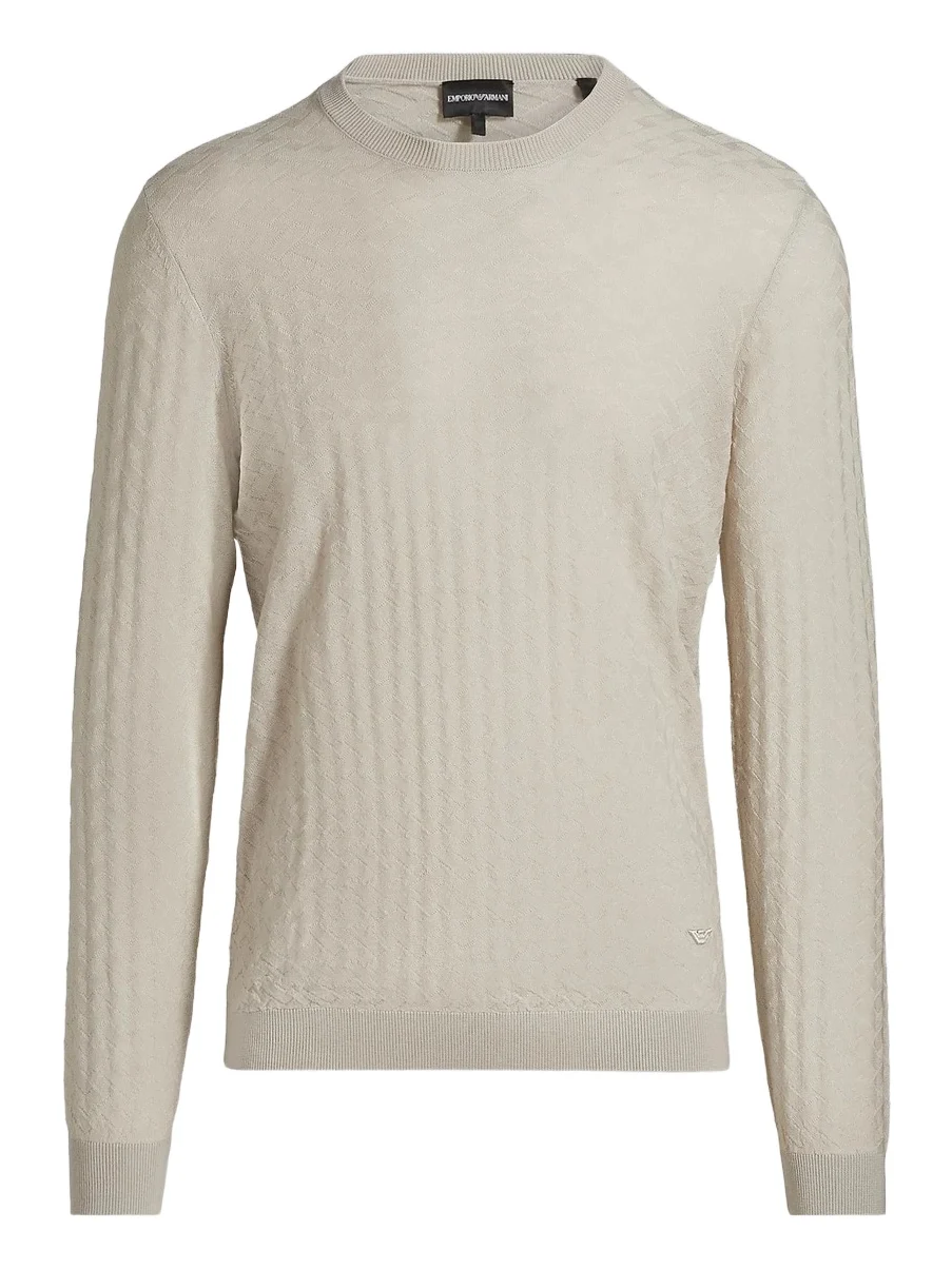 Men's Tonal Basket-Weave Virgin Wool Sweater Men's Tonal Basket-Weave Virgin Wool Sweater