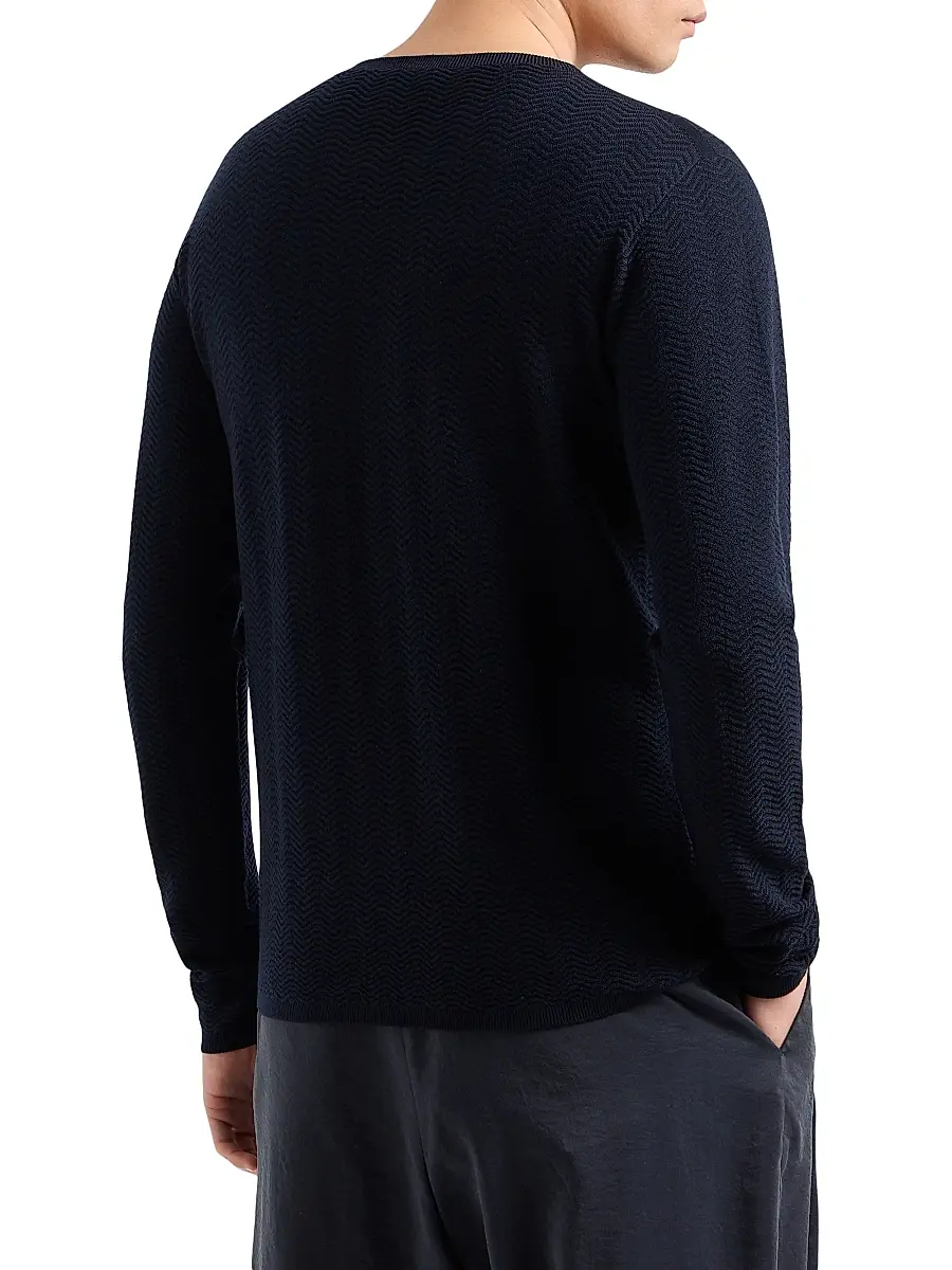 Giorgio Armani Men's Herringbone Crewneck Sweater | Thumbnail 4