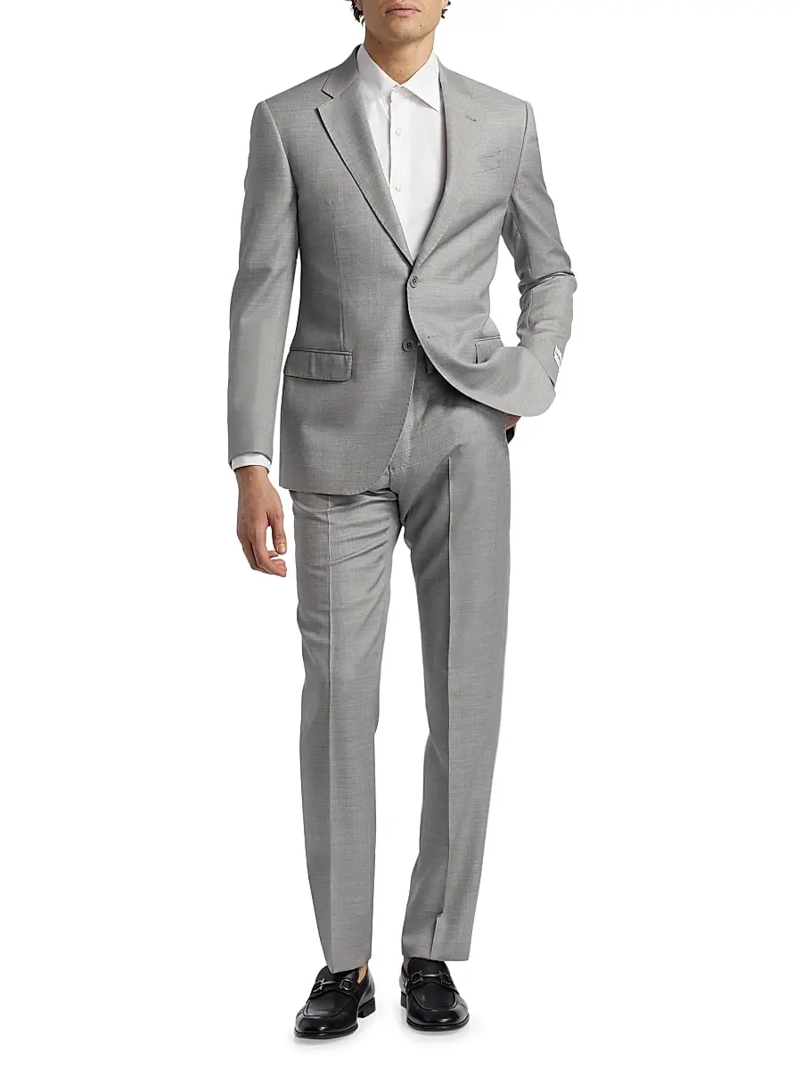 Emporio Armani Men's Virgin Wool Single-Breasted Suit | Thumbnail 3 Emporio Armani Men's Virgin Wool Single-Breasted Suit | Thumbnail 3