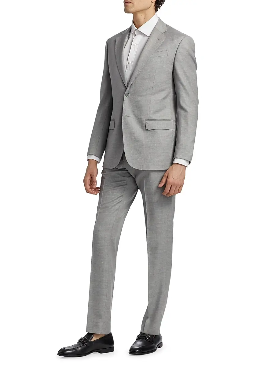 Emporio Armani Men's Virgin Wool Single-Breasted Suit | Thumbnail 4 Emporio Armani Men's Virgin Wool Single-Breasted Suit | Thumbnail 4