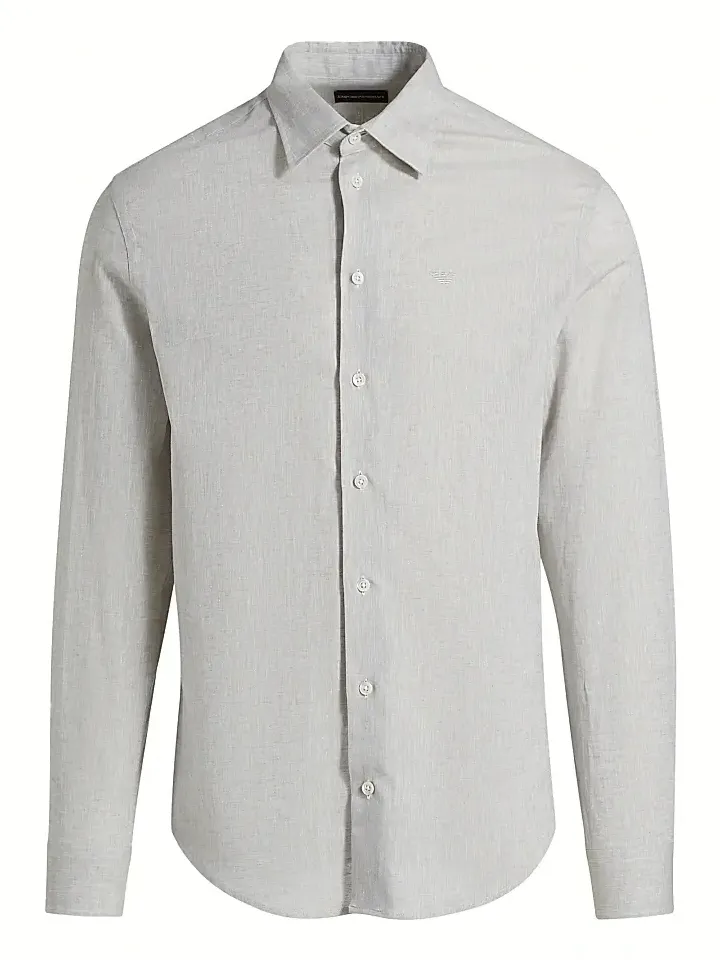 Men's Linen-Cotton Button-Front Shirt Men's Linen-Cotton Button-Front Shirt
