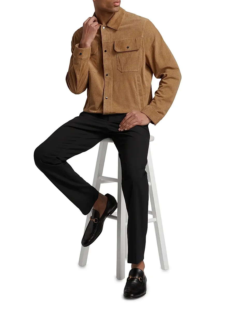Emporio Armani Men's Perforated Suede Jacket | Thumbnail 2 Emporio Armani Men's Perforated Suede Jacket | Thumbnail 2