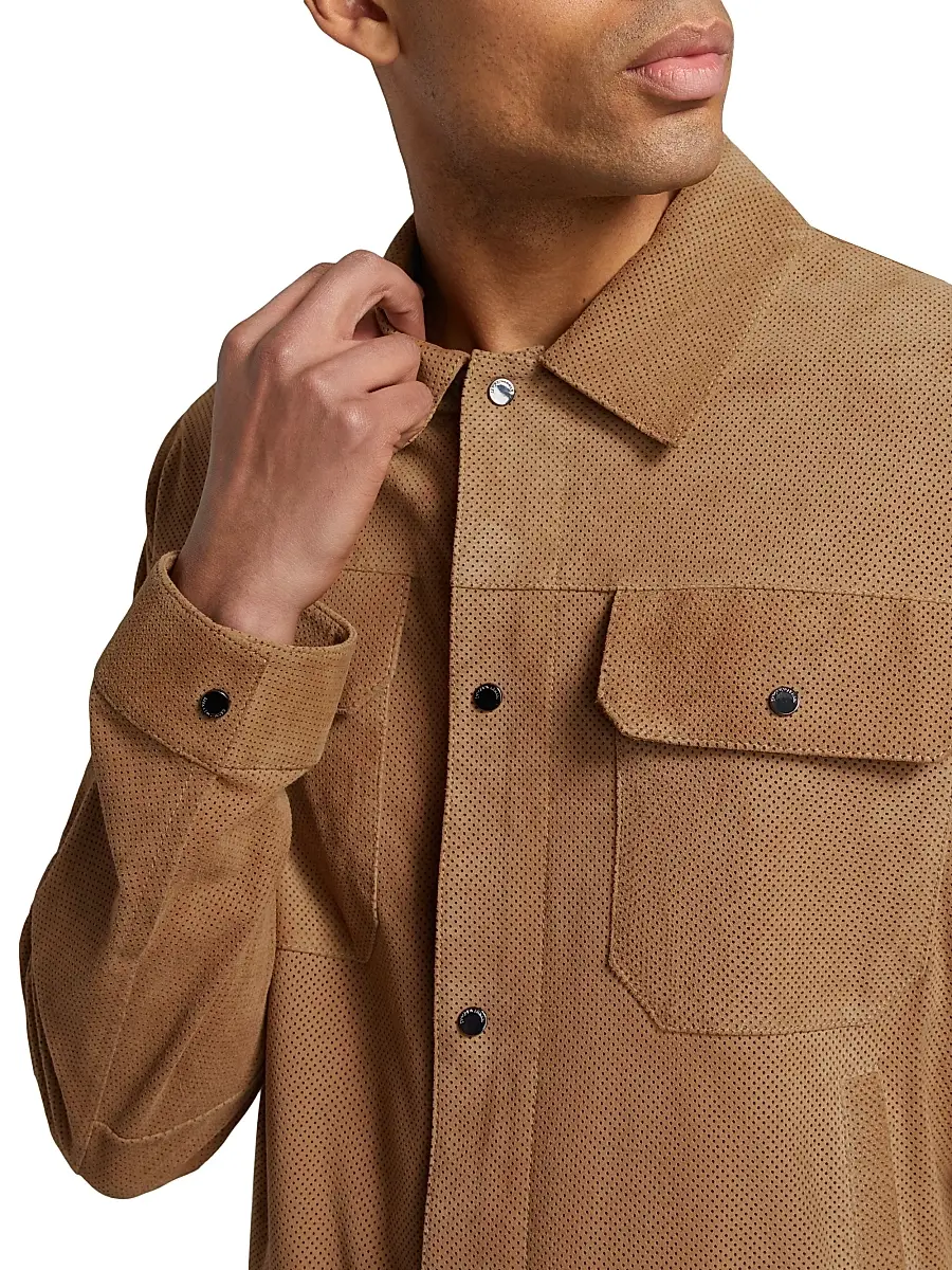 Emporio Armani Men's Perforated Suede Jacket | Thumbnail 6 Emporio Armani Men's Perforated Suede Jacket | Thumbnail 6