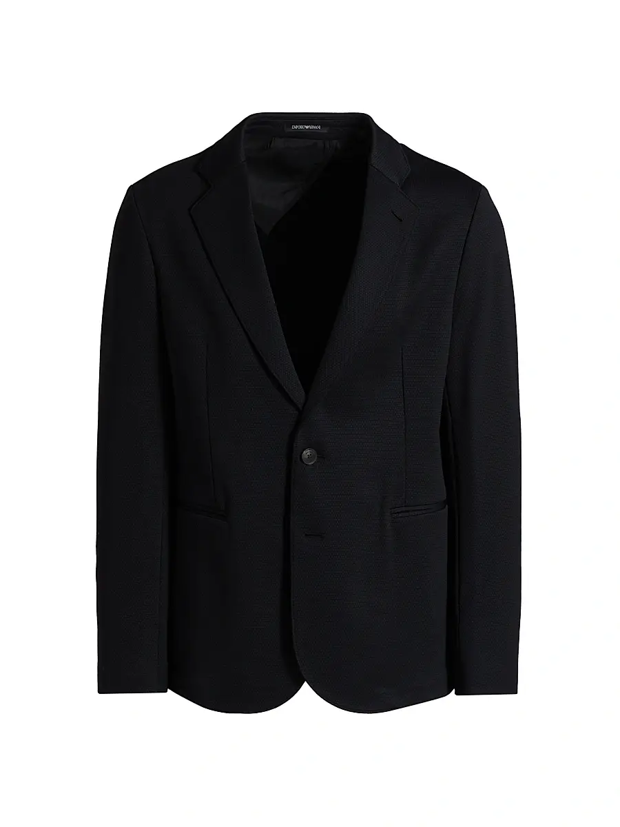 Emporio Armani Men's Rice Stitch Sport Jacket - Black - Size 38 | Image 1 Emporio Armani Men's Rice Stitch Sport Jacket - Black - Size 38 | Image 1