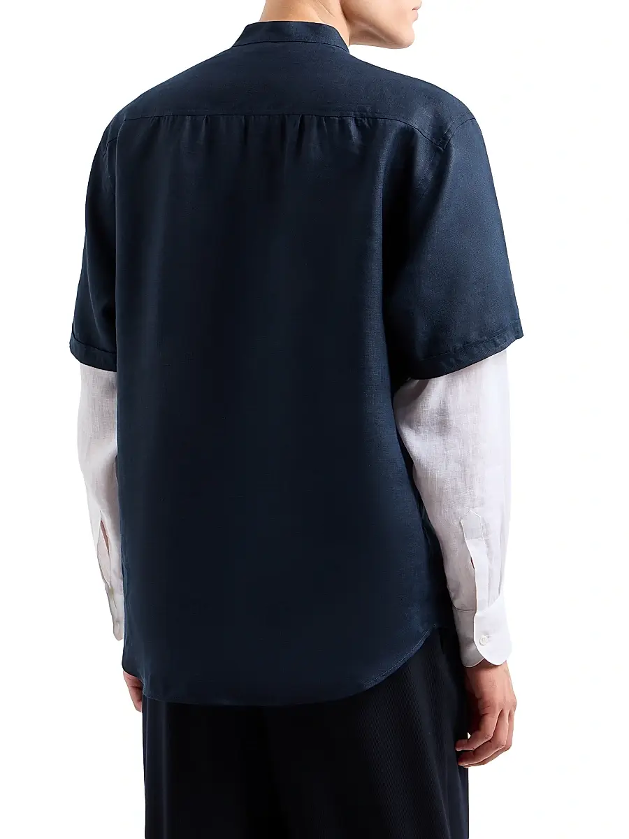 Giorgio Armani Men's Layered Linen Shirt | Thumbnail 4 Giorgio Armani Men's Layered Linen Shirt | Thumbnail 4