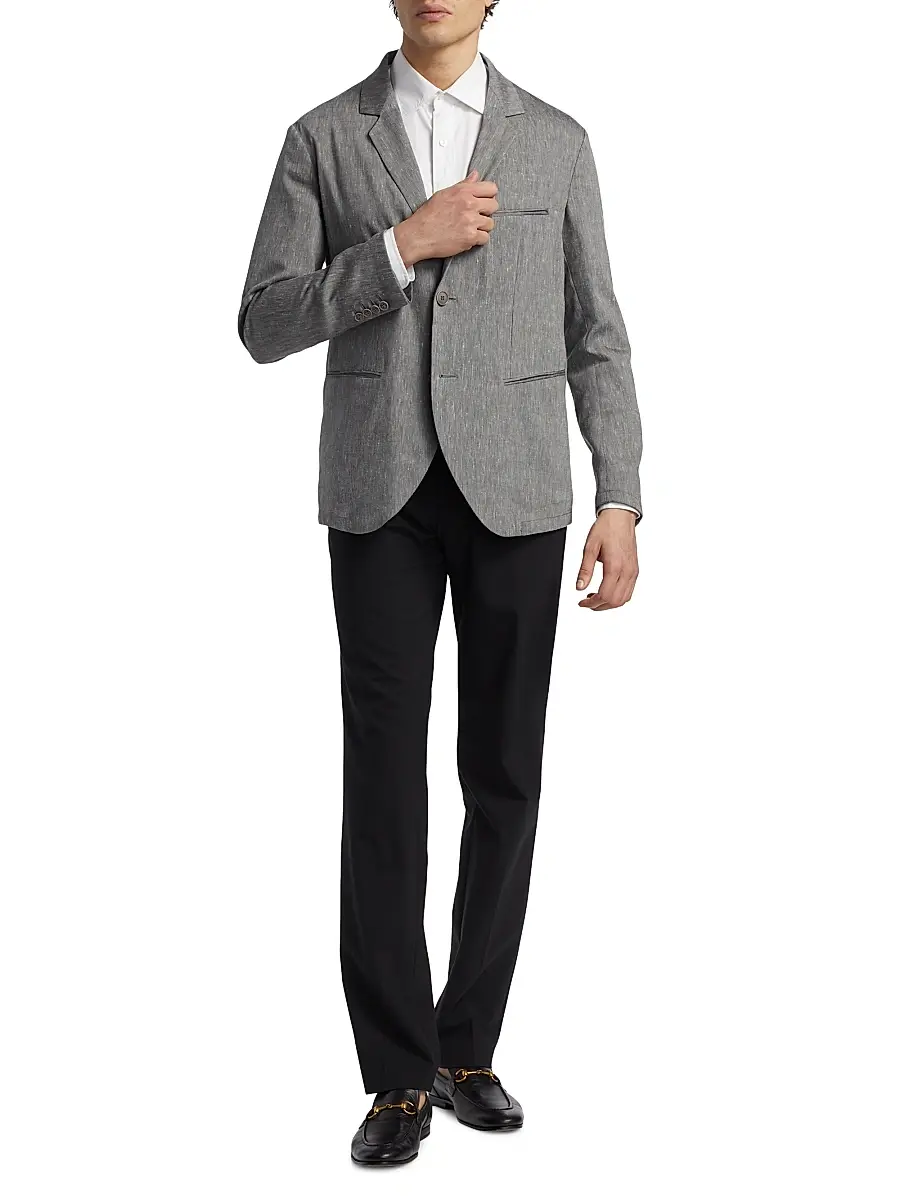 Giorgio Armani Men's Notch Lapel Linen-Wool Blazer | Thumbnail 2 Giorgio Armani Men's Notch Lapel Linen-Wool Blazer | Thumbnail 2