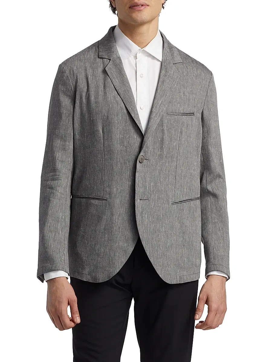 Giorgio Armani Men's Notch Lapel Linen-Wool Blazer | Thumbnail 3 Giorgio Armani Men's Notch Lapel Linen-Wool Blazer | Thumbnail 3