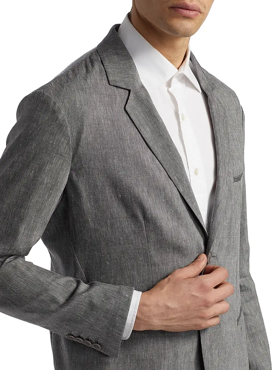 Giorgio Armani Men's Notch Lapel Linen-Wool Blazer | Thumbnail 6 Giorgio Armani Men's Notch Lapel Linen-Wool Blazer | Thumbnail 6