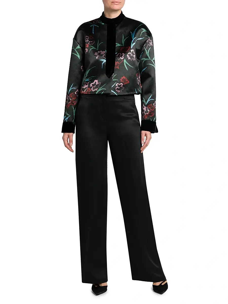 Giorgio Armani Women's Silk Straight-Leg Pants | Thumbnail 2 Giorgio Armani Women's Silk Straight-Leg Pants | Thumbnail 2