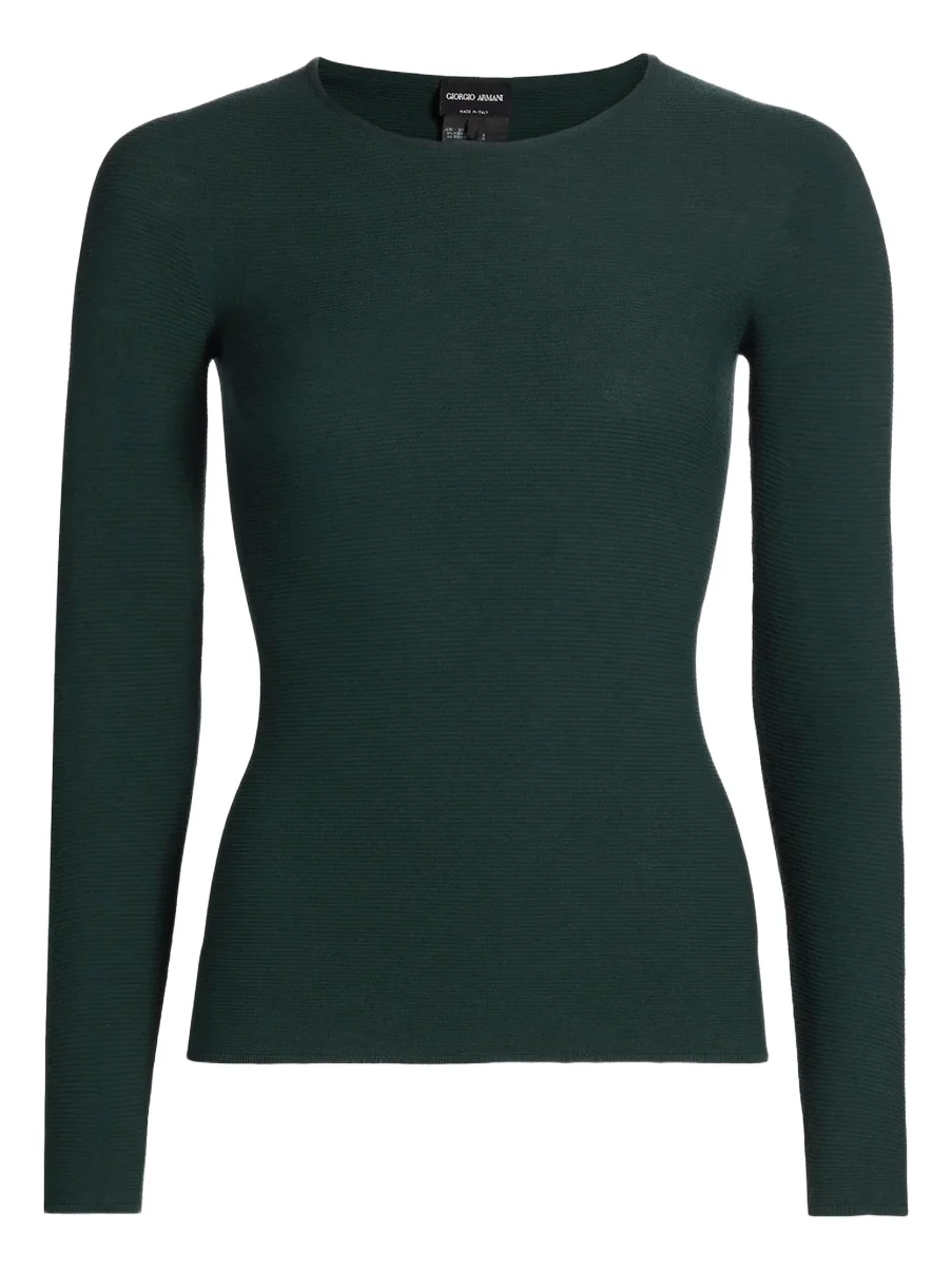 Giorgio Armani Women's Rib-Knit Jersey Long-Sleeve T-Shirt