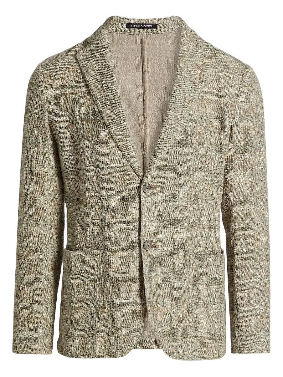 Emporio Armani Men's Textured Checked Knit Blazer