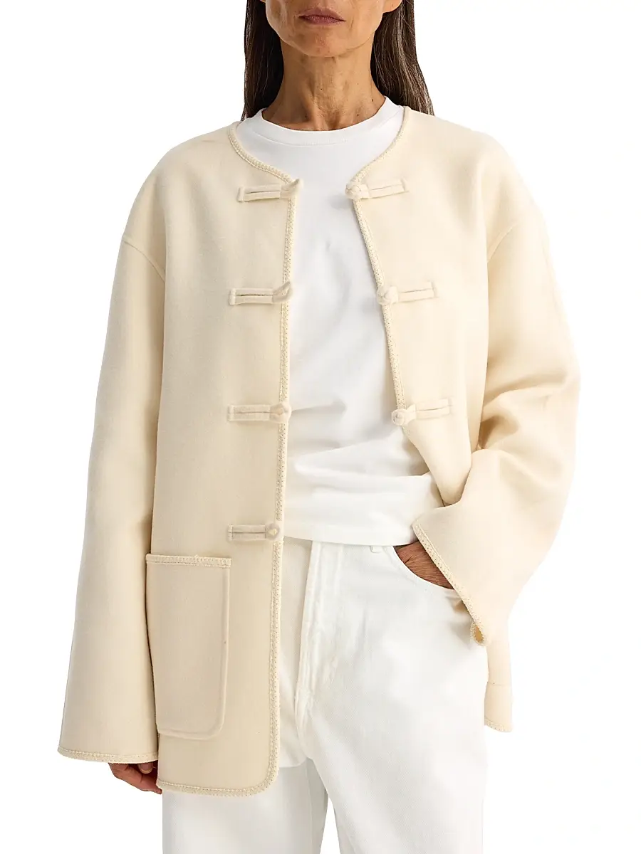 Róhe Women's Double-Faced Wool Jacket - Offwhite | Thumbnail 3 Róhe Women's Double-Faced Wool Jacket - Offwhite | Thumbnail 3