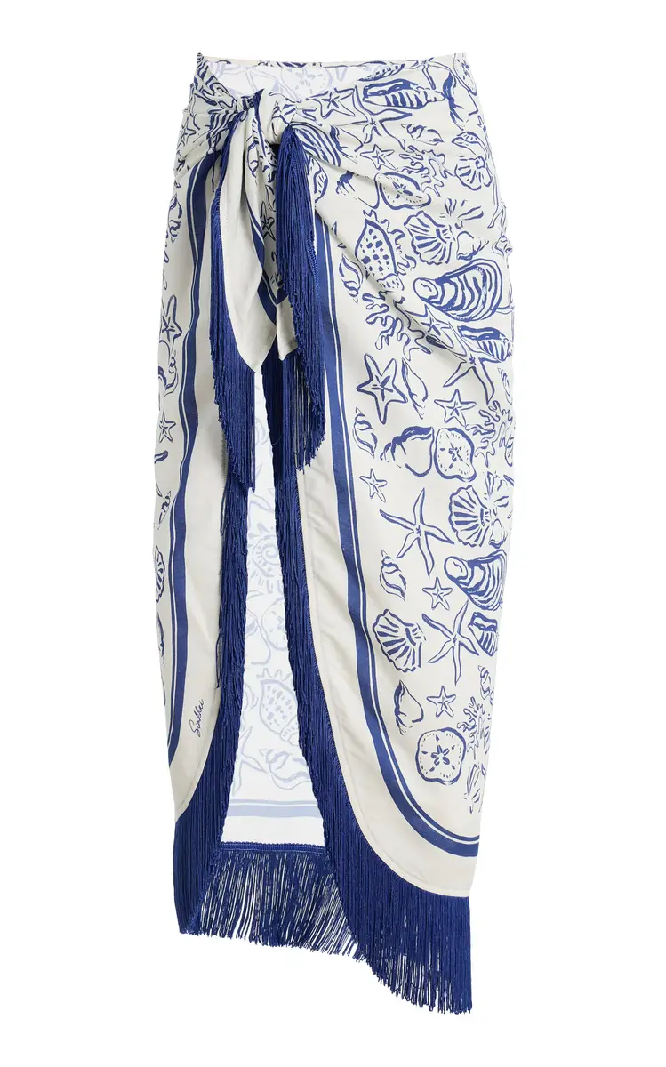 Simkhai Russo Fringed Pareo Linen-Blend Maxi Skirt | Image 1 Simkhai Russo Fringed Pareo Linen-Blend Maxi Skirt | Image 1