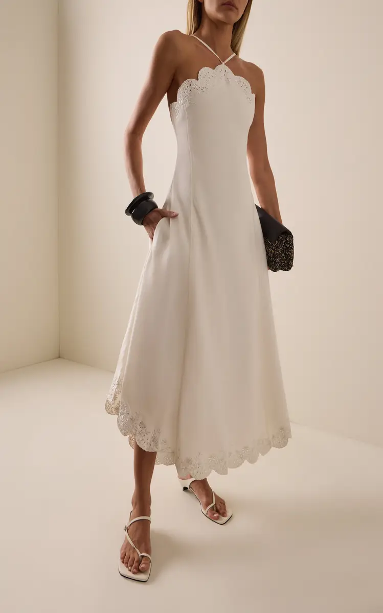 Simkhai Gillian Embroidered Linen-Blend Midi Dress | Thumbnail 3 Simkhai Gillian Embroidered Linen-Blend Midi Dress | Thumbnail 3