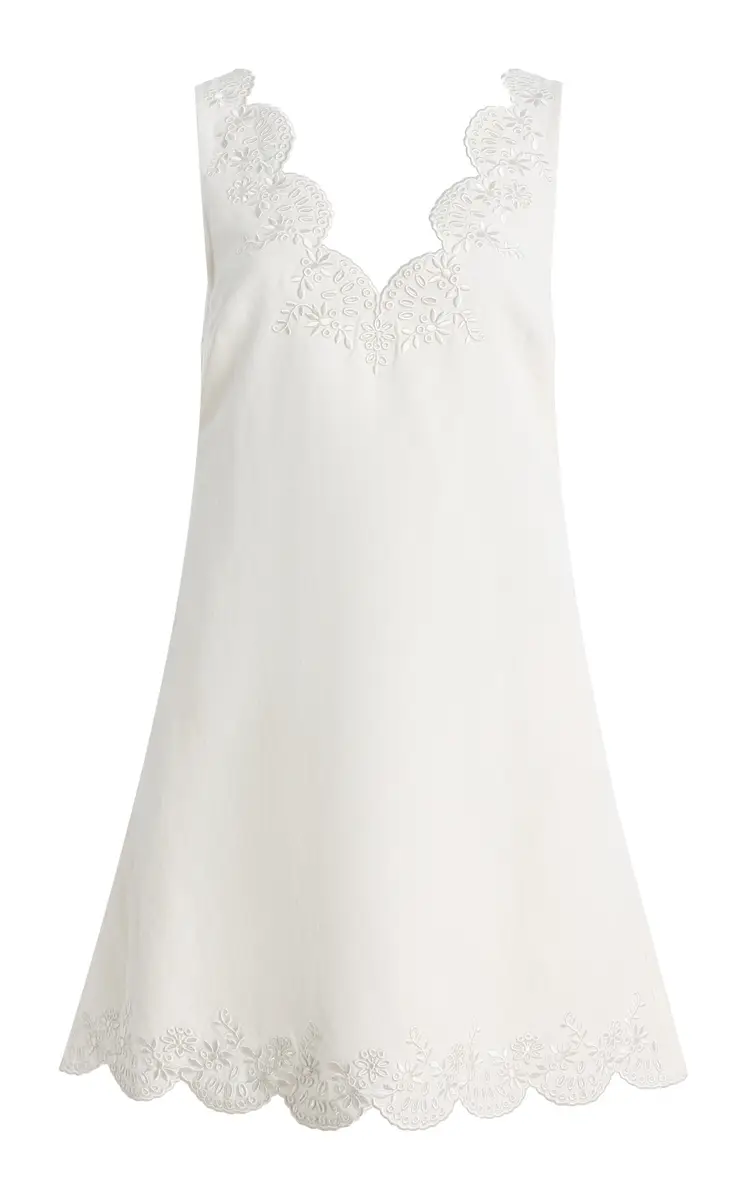 SIMKHAI Edena Embroidered Linen-Blend Mini Dress | Thumbnail 2 SIMKHAI Edena Embroidered Linen-Blend Mini Dress | Thumbnail 2