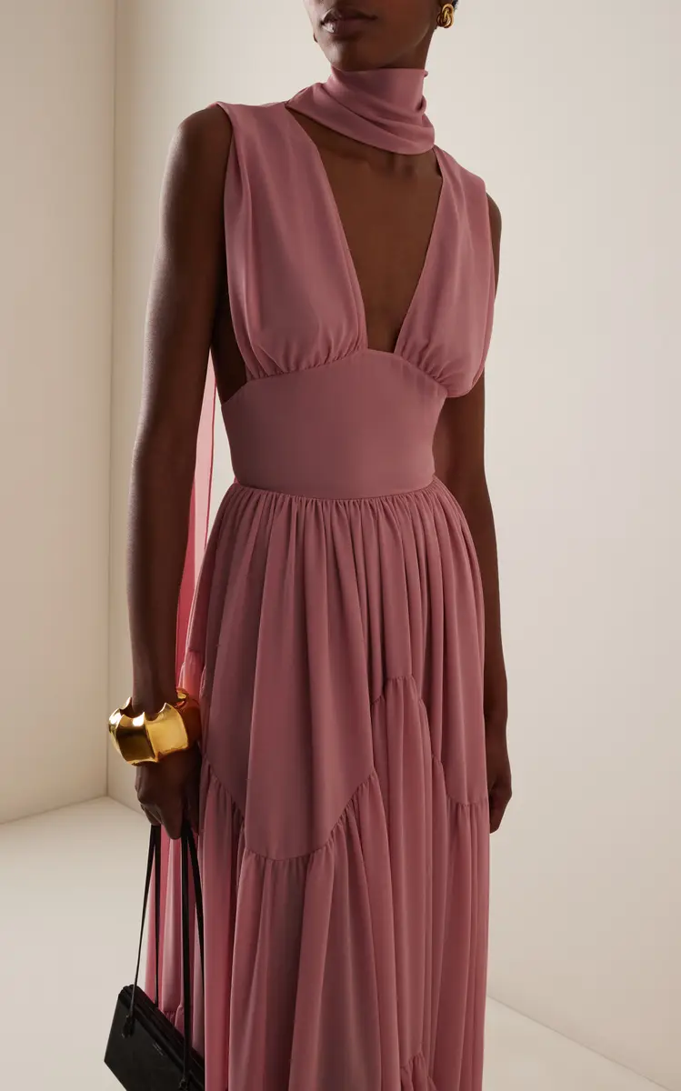 Harithand Exclusive Cara Mia Ruffled Silk Georgette Maxi Dress | Thumbnail 3