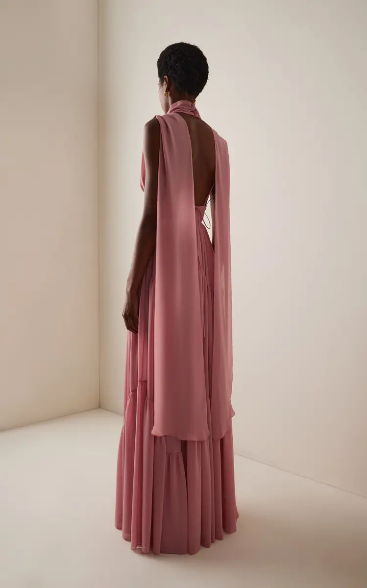 Harithand Exclusive Cara Mia Ruffled Silk Georgette Maxi Dress | Thumbnail 4