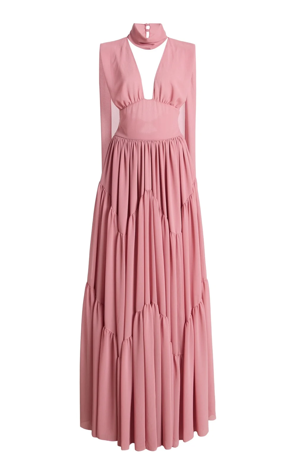 Exclusive Cara Mia Ruffled Silk Georgette Maxi Dress