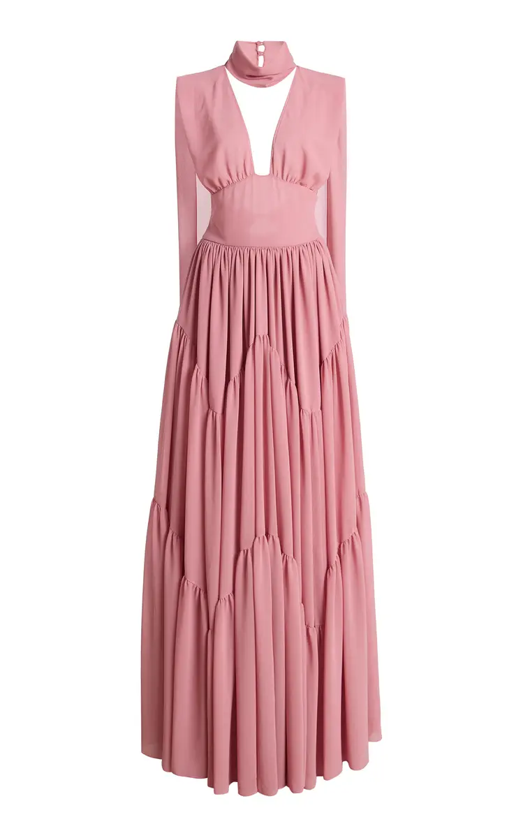 Harithand Exclusive Cara Mia Ruffled Silk Georgette Maxi Dress | Image 1 Harithand Exclusive Cara Mia Ruffled Silk Georgette Maxi Dress | Image 1