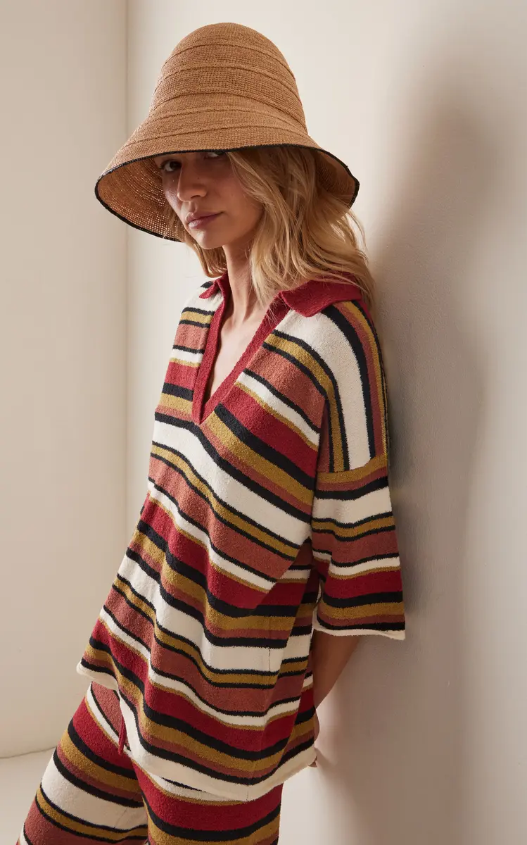 JANESSA LEONE Teagan Wired Brim Raffia Straw Bucket Hat | Thumbnail 2