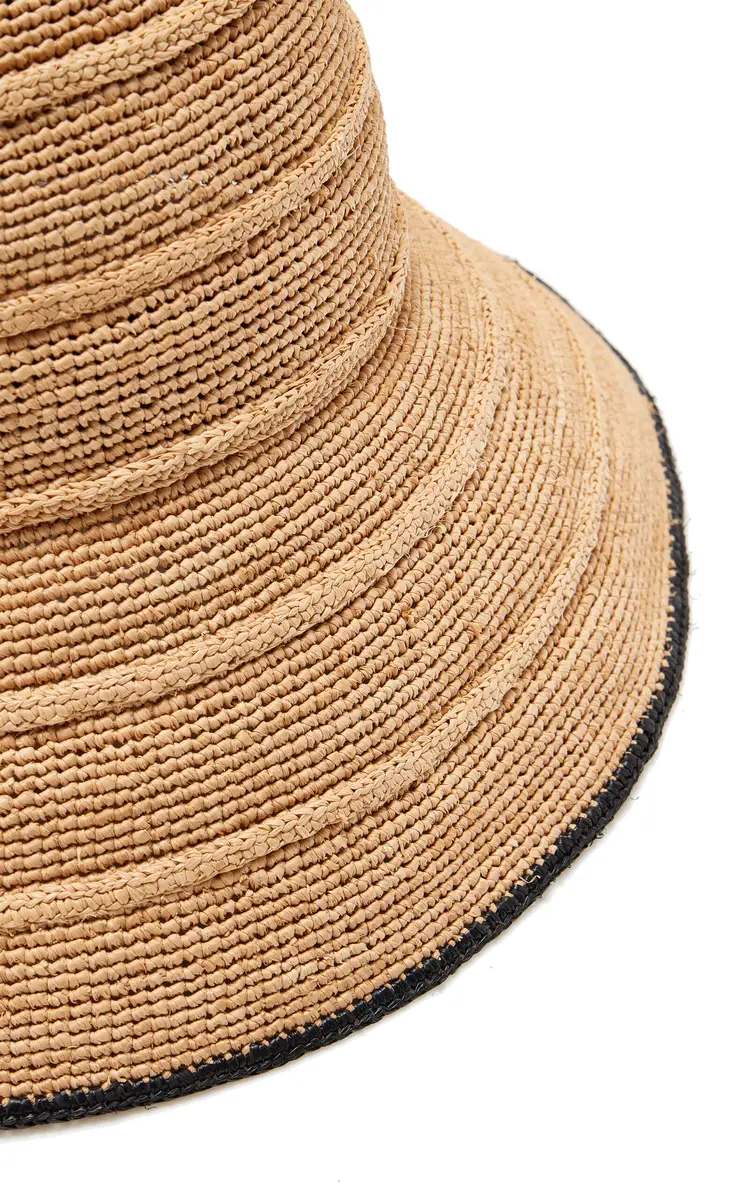 JANESSA LEONE Teagan Wired Brim Raffia Straw Bucket Hat | Thumbnail 3