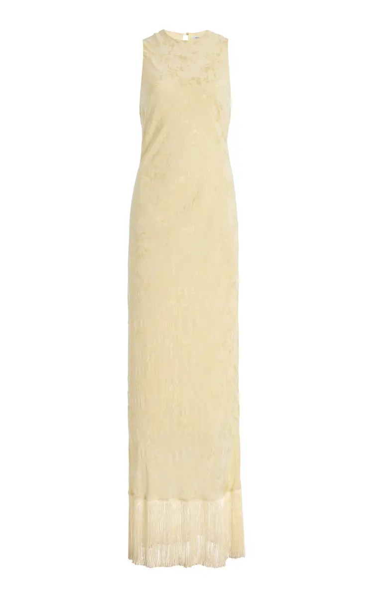 Gill Fringed Crepe Maxi Dress