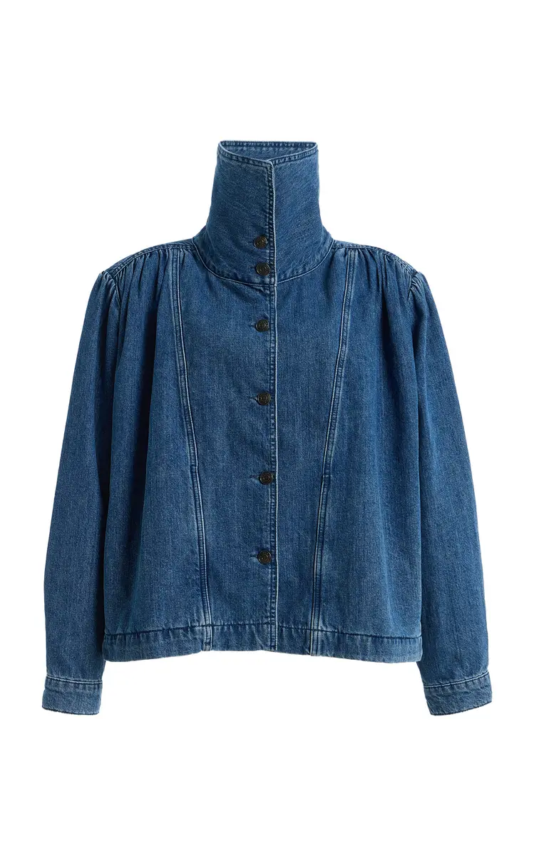 ROTATE Gathered Denim Jacket | Image 1 ROTATE Gathered Denim Jacket | Image 1